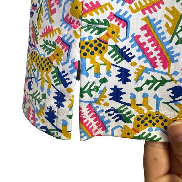 NWT Persifor Multi Color Roe Deer Short Sleeve Carter Dress Womens Medium - Picture 5 of 9